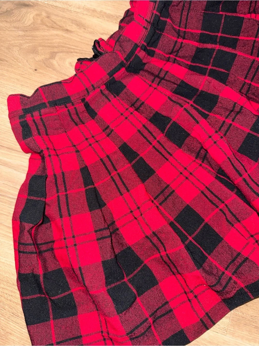 Red and black plaid skirt.